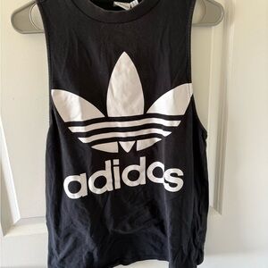 adidas Dark Charcoal Tank Top with White Trefoil